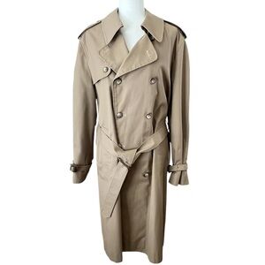 Vintage Mens Nordstrom Khaki Tan Size 40R Classic City Long Belted Trench Unisex